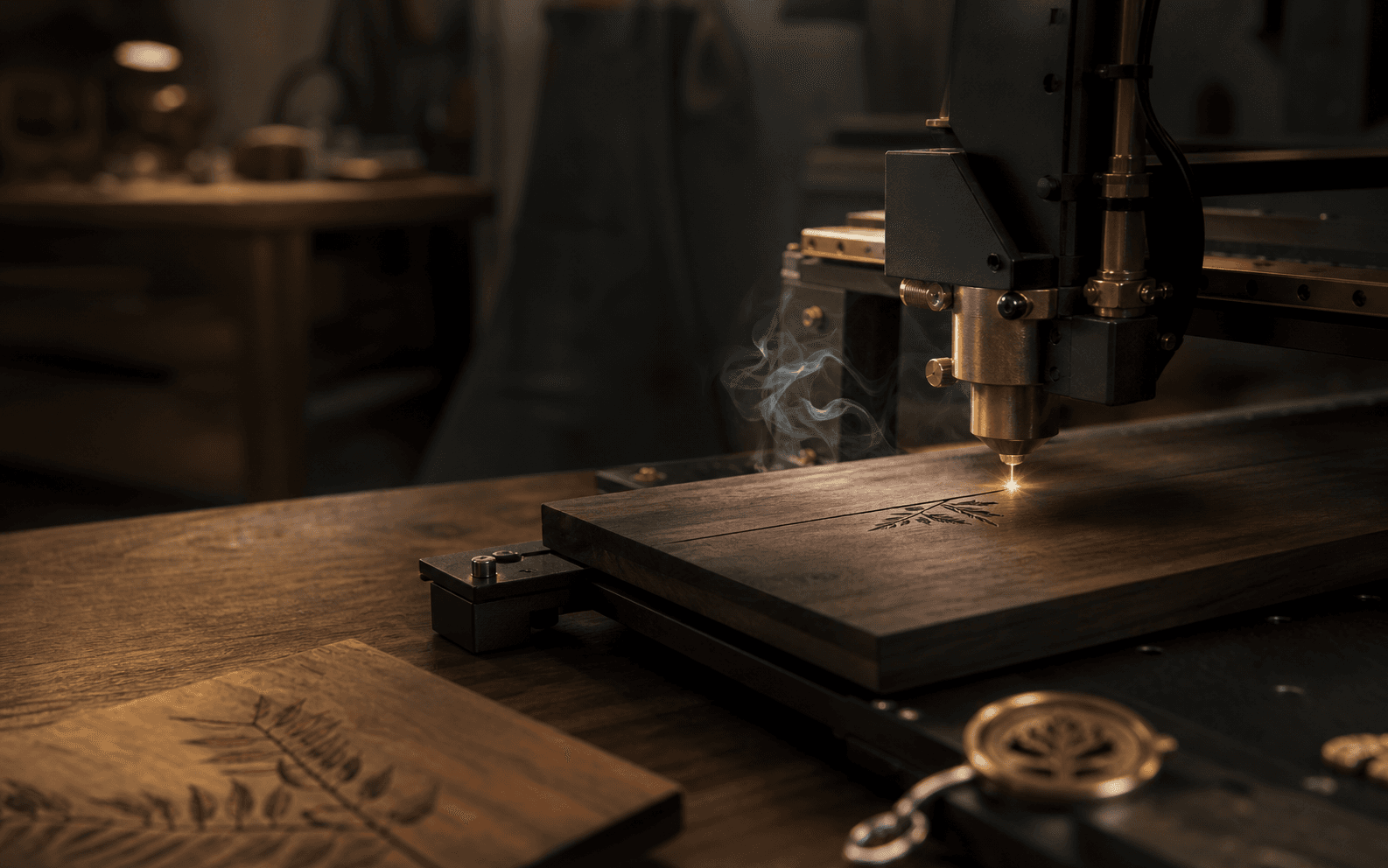 Lasergravur auf einem Holzprodukt